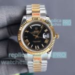 Replica Rolex Day-Date II 41 Black Roman Dial 8215 Two-tone president watch 